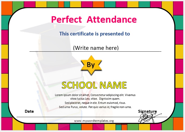 11 Free Perfect Attendance Certificate Templates My Word Templates 11 Free Perfect Attendance Certificate Templates My Word Templates