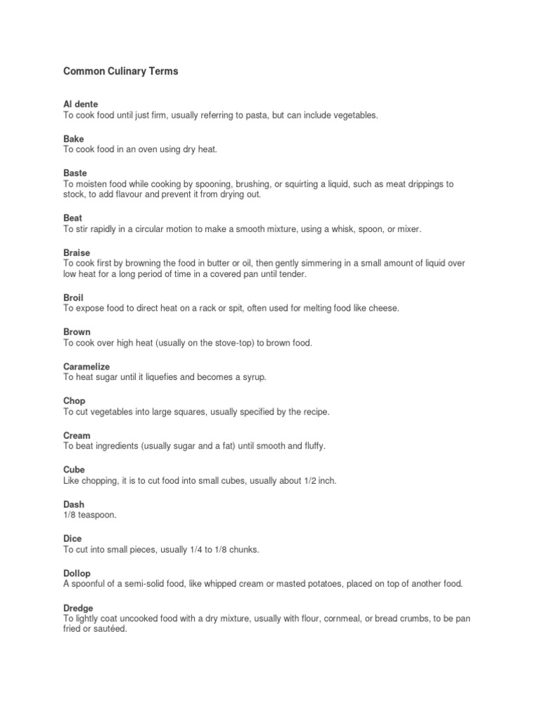40 Comprehensive Culinary Terms For Beginners 40 Comprehensive Culinary Terms For Beginners