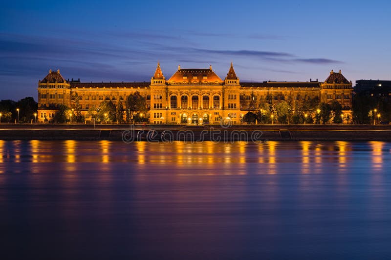 Budapest University Of Technology And Economics At Dusk Stock Photo Budapest University Of Technology And Economics At Dusk Stock Photo
