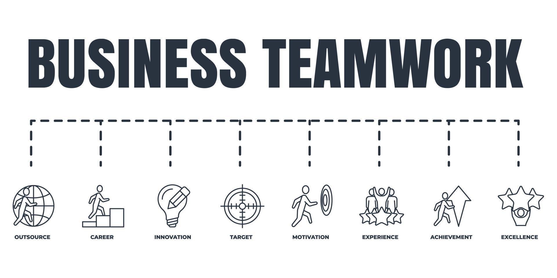 Business Teamwork Banner Web Icon Set Motivation Excellence Business Teamwork Banner Web Icon Set Motivation Excellence
