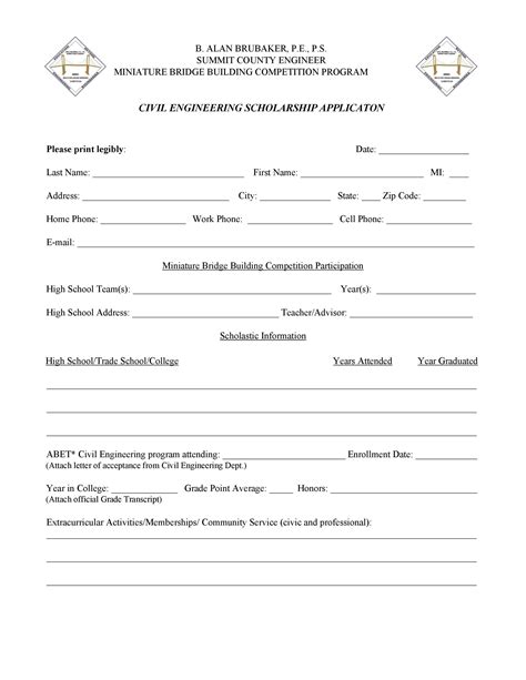 Free Printable Scholarship Application Template Printable Templates Free Printable Scholarship Application Template Printable Templates