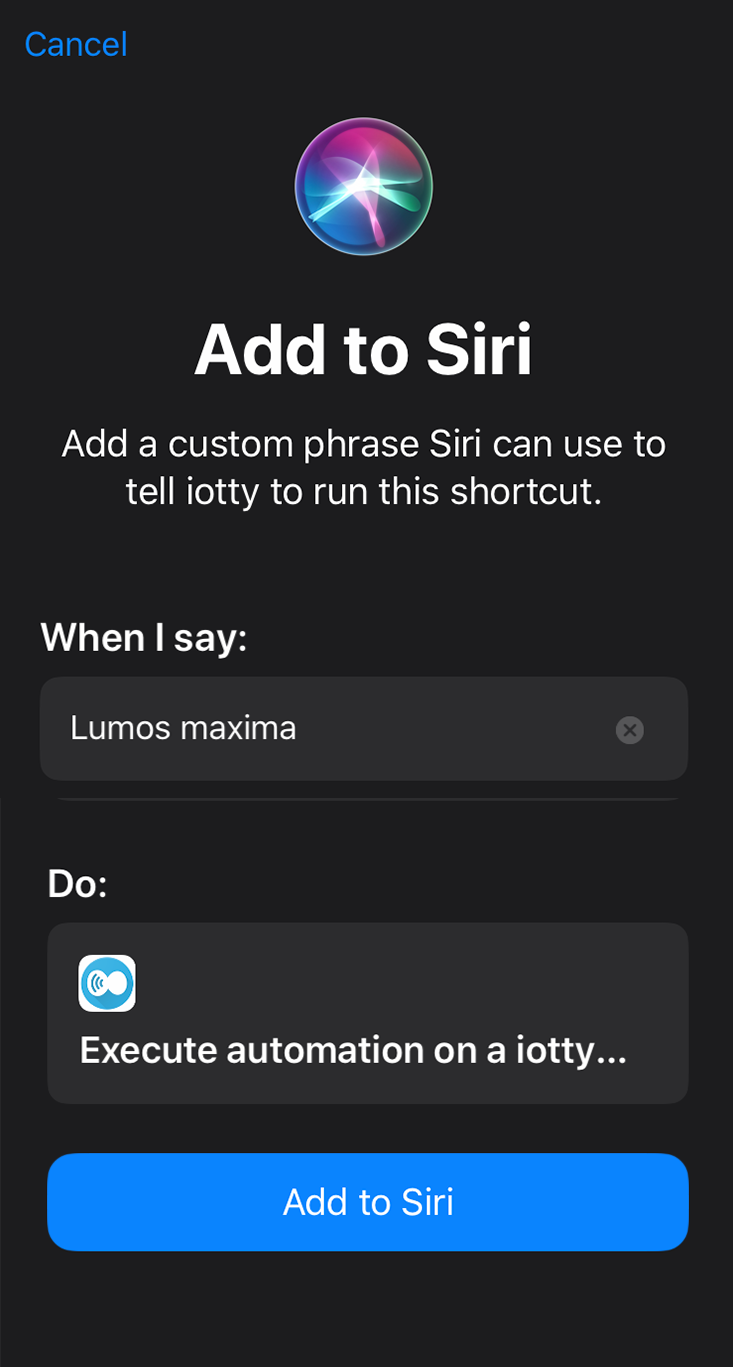 How Do I Set Up A Command With Siri Shortcuts Iotty Support How Do I Set Up A Command With Siri Shortcuts Iotty Support