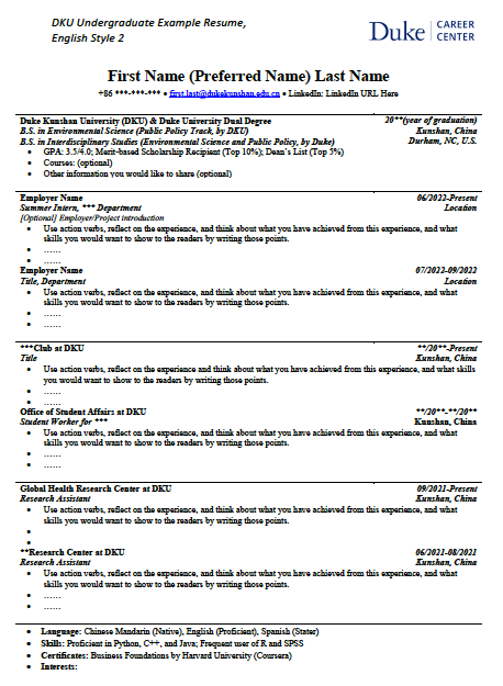 Master S Phd Resume Examples Career Hub Duke University Master S Phd Resume Examples Career Hub Duke University