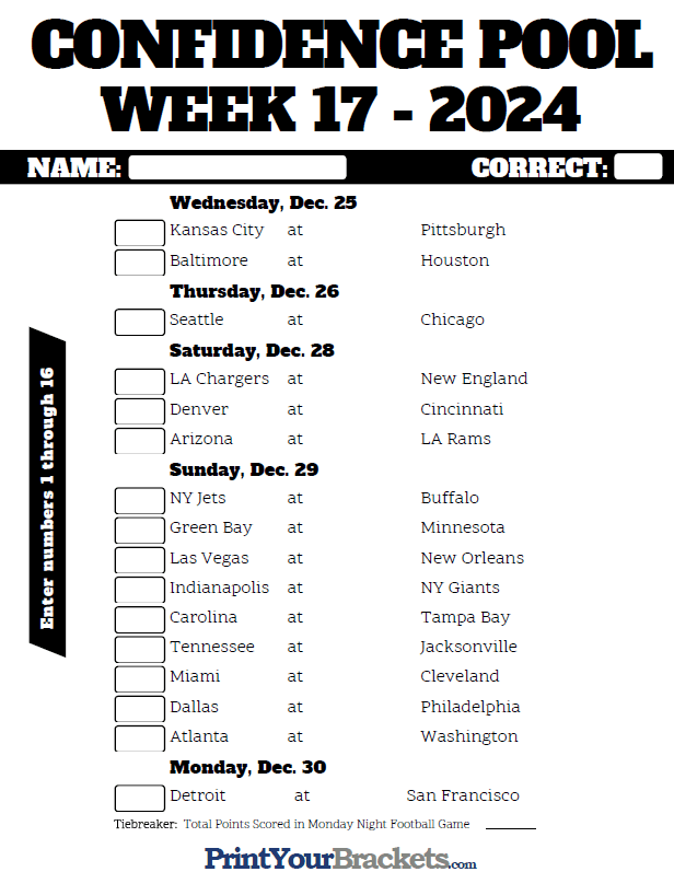 Nfl Printable Pick Sheets Nfl Printable Pick Sheets