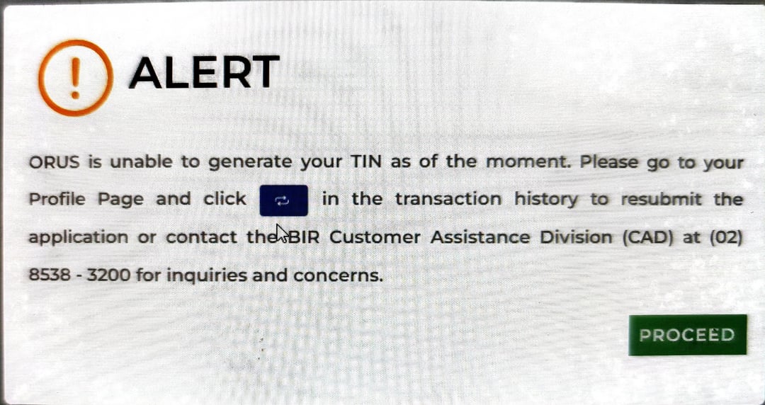 Orus Is Unable To Generate Your Tin As Of The Moment R Taxph Orus Is Unable To Generate Your Tin As Of The Moment R Taxph