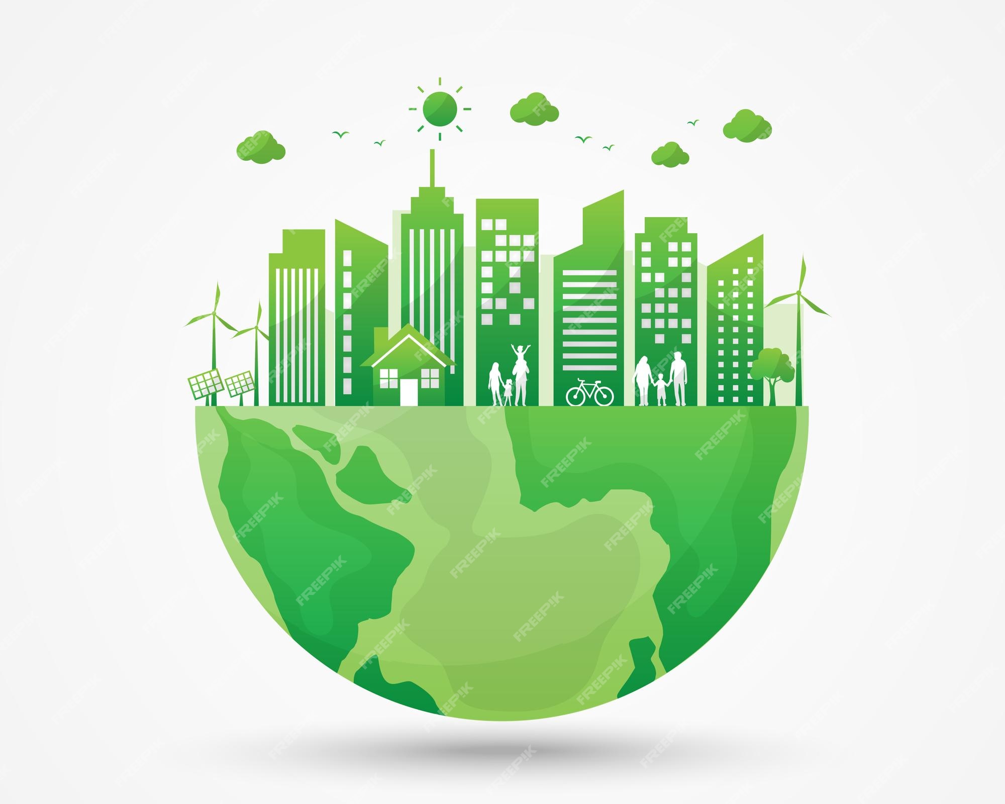 Premium Vector Green City Ecology And Energy On Earth World Earth Day Premium Vector Green City Ecology And Energy On Earth World Earth Day