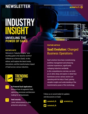 Saas Industry Insights Newsletter Template Venngage Saas Industry Insights Newsletter Template Venngage
