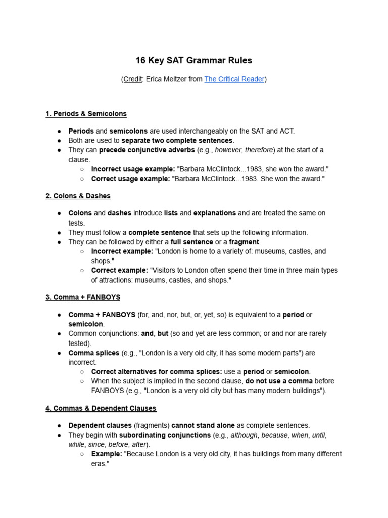 The 13 Act And Sat Grammar Rules You Need To Know The 13 Act And Sat Grammar Rules You Need To Know